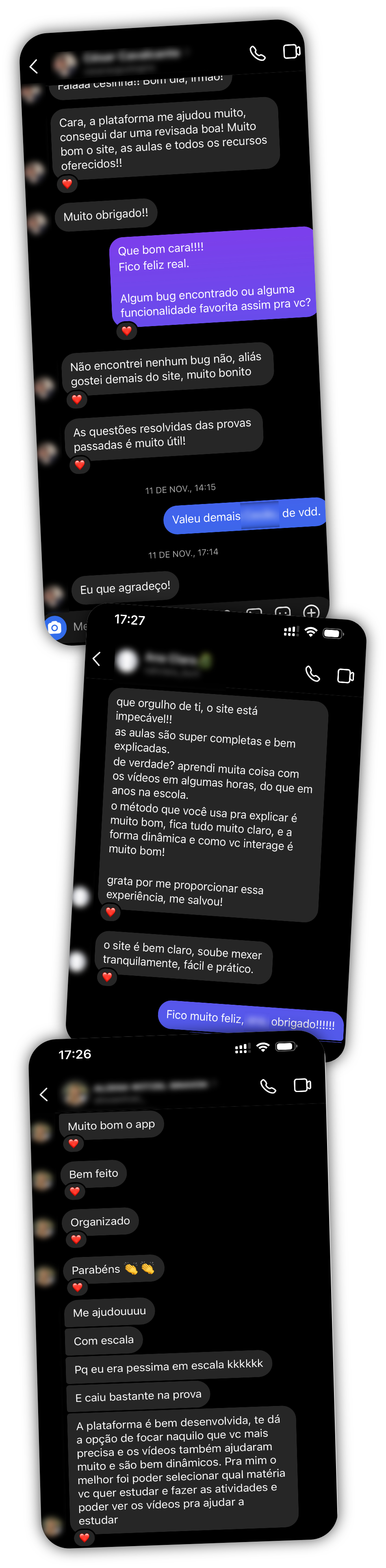 Testemunhos de alunos